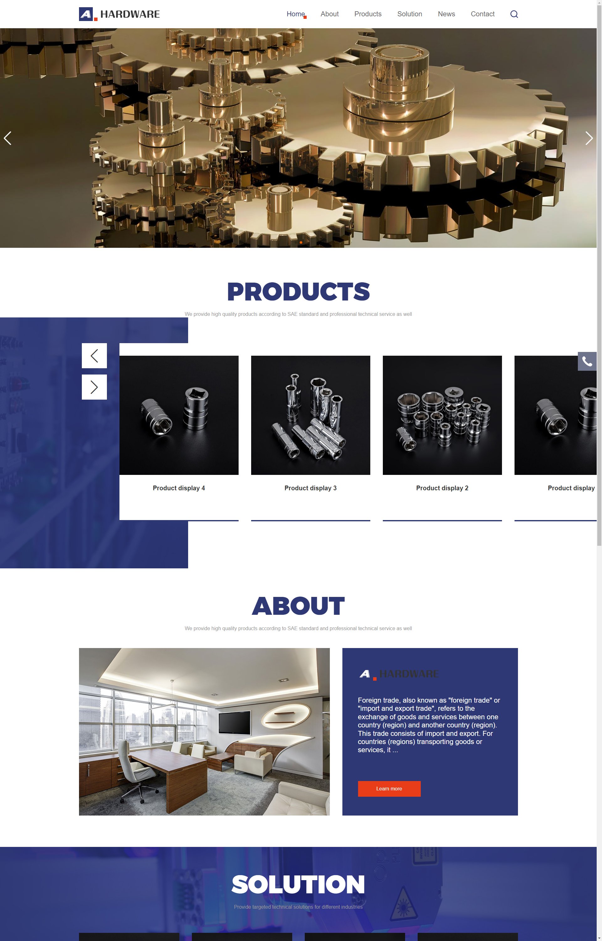 (自适应手机端)响应式英文外贸 五金机械设备外贸