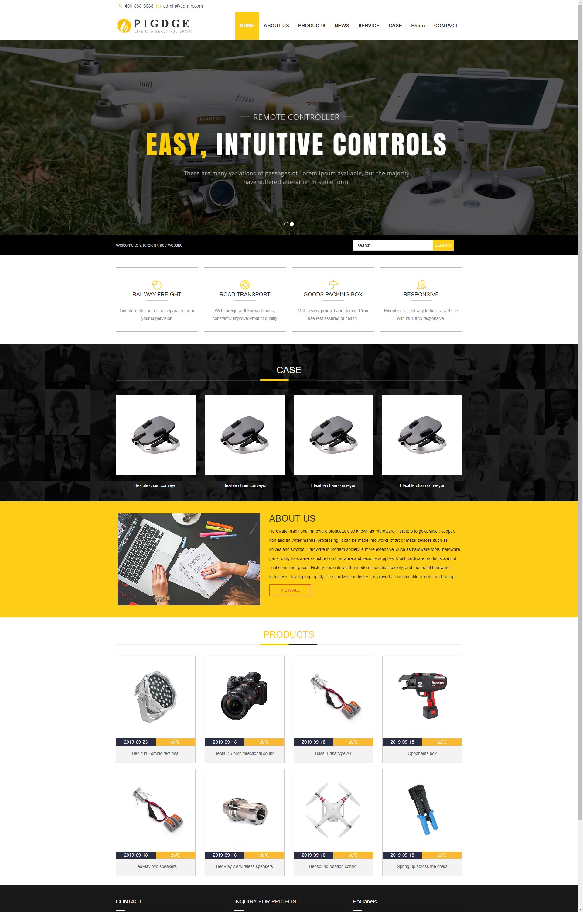 (自适应手机端)响应式五金电器出口英文外贸类 HTML5五金电子产品外贸