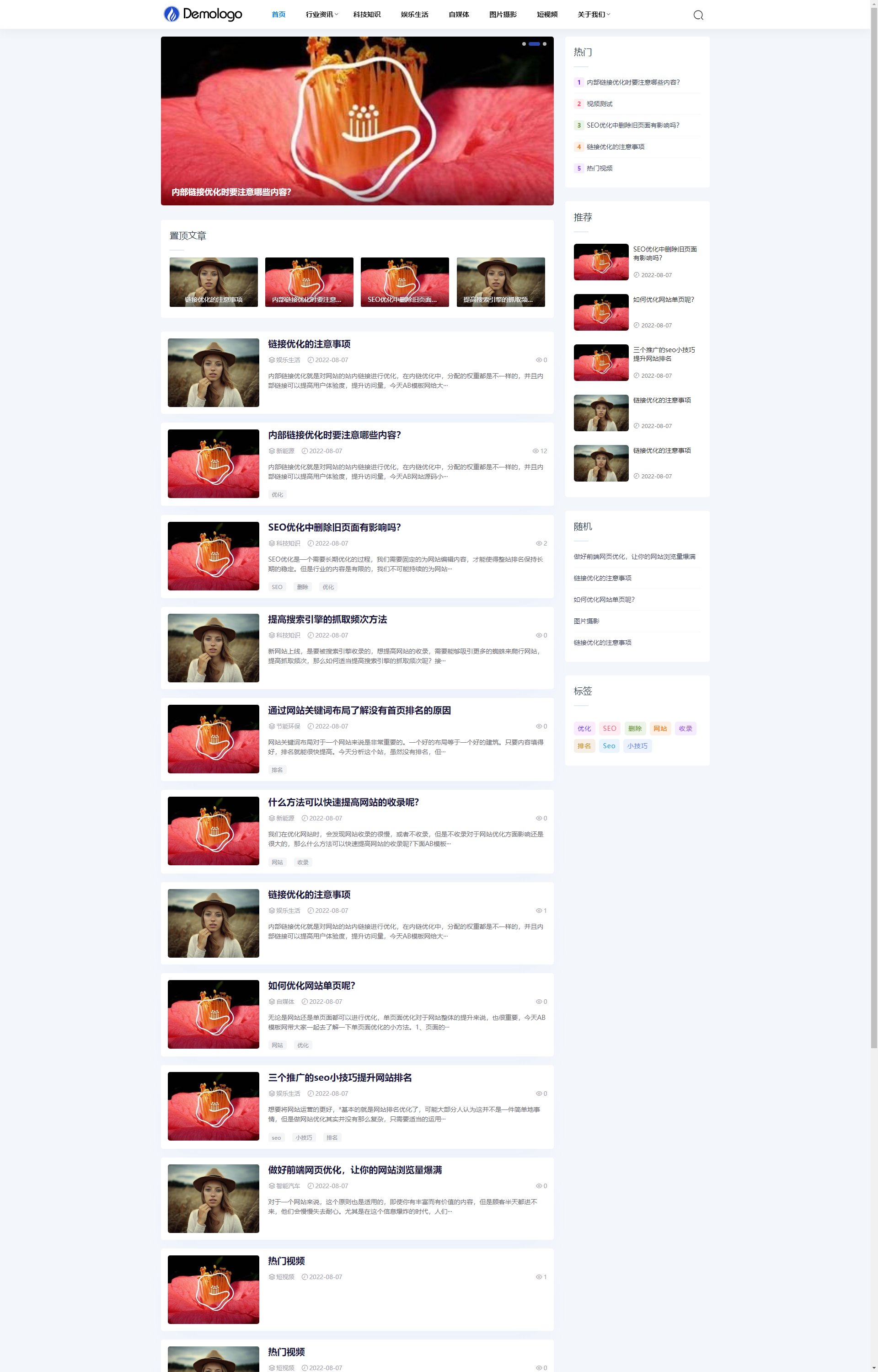 (自适应手机端)响应式新闻博客知识类-自媒体运营博客